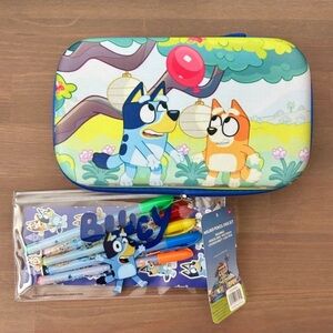 Bluey Pencil Case and Stationery Set NWT